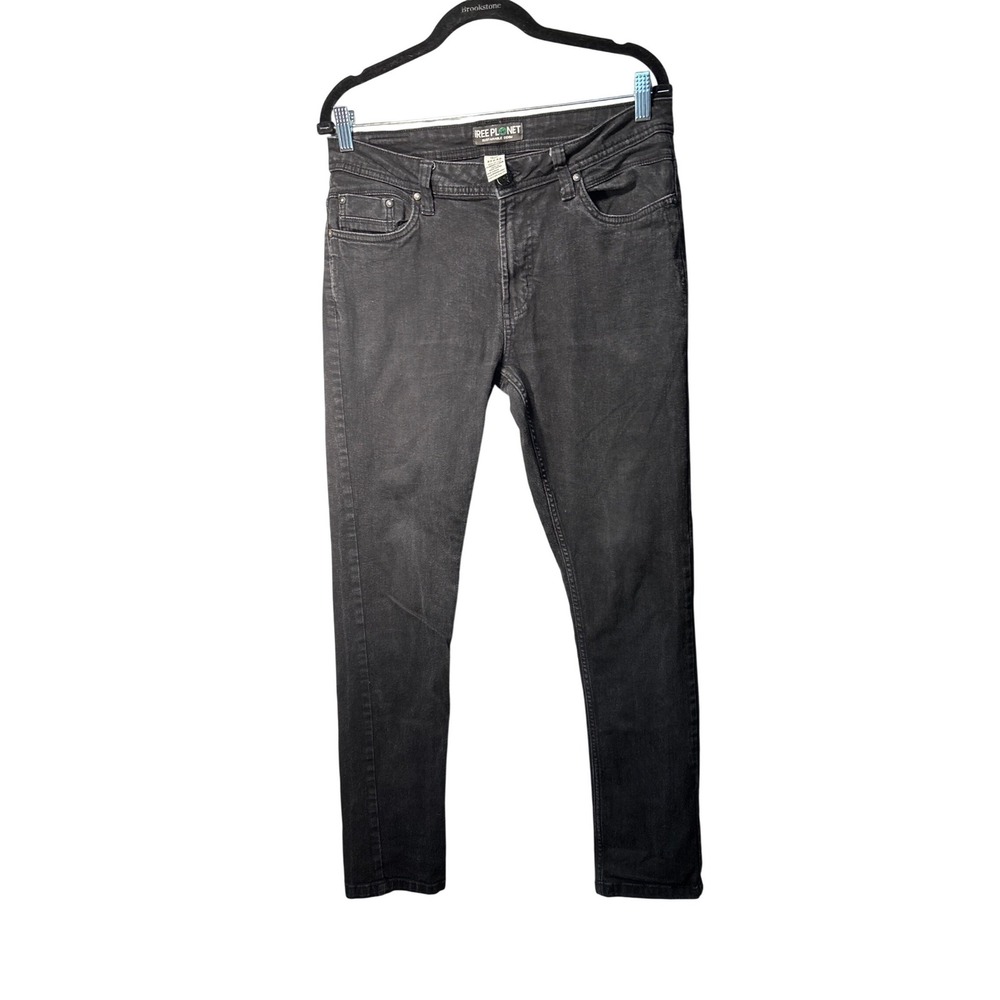 Free‎ Planet Mens Sustainable Denim Slim Straight Jeans Faded Black 32x32